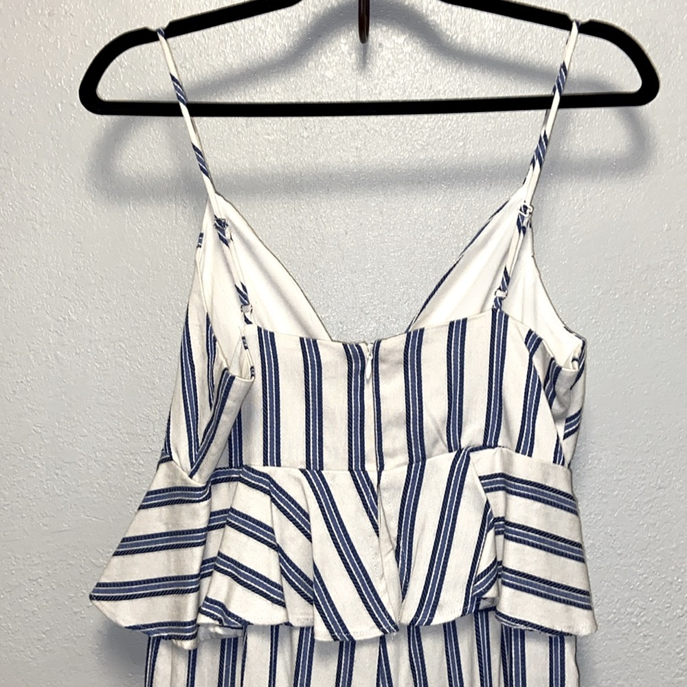 BCBGeneration NWT Blue & White Nautical Peplum Striped Sleeveless Jumpsuit 3512 - Picture 8 of 13